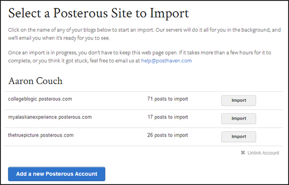 המדריך הרגע האחרון שלך לייצוא הבלוג הפוסטרוס שלך לפני שהוא ייכבה לנצח Posthaven בחר אתרים פוסטריים לייבוא