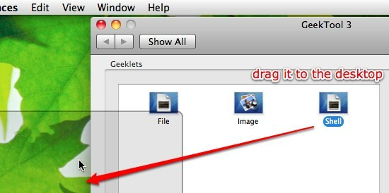 GeekTool - הצגת מידע על מערכת ב- Mac בסגנון 02 גרור את קונסולת הפגז