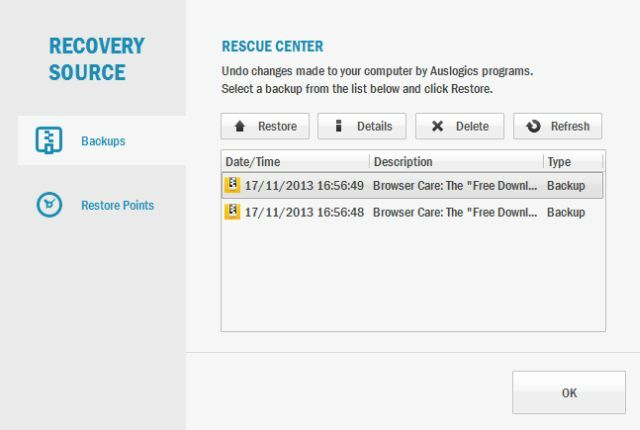 מרכז Auslogics-Browser-Care-Recovery-Rescue-Center